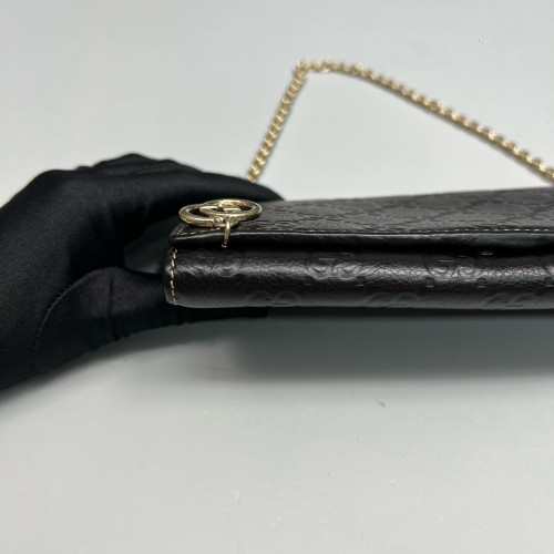 Gucci Wallet On Chain WOC Guccissima Dark Brown