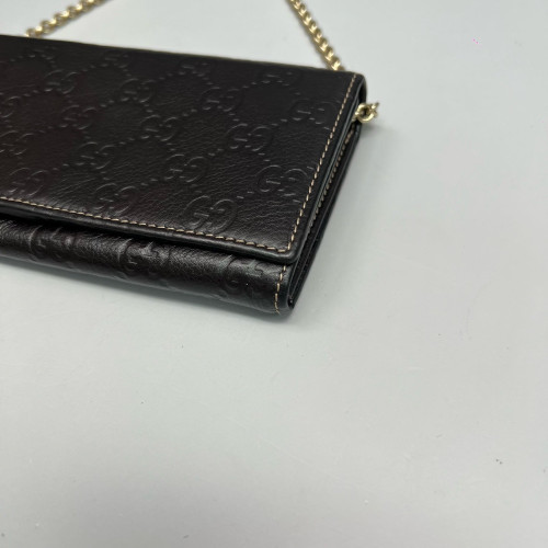 Gucci Wallet On Chain WOC Guccissima Dark Brown