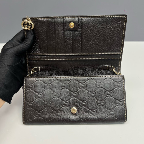 Gucci Wallet On Chain WOC Guccissima Dark Brown
