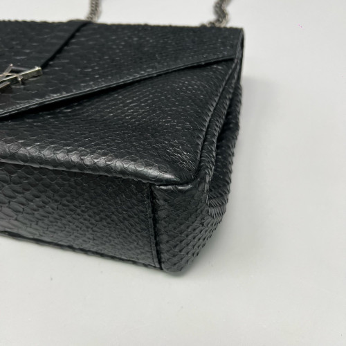 Yves Saint Laurent Large College Snake Embossed Calfskin Black