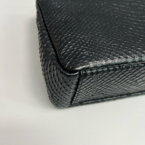Yves Saint Laurent Large College Snake Embossed Calfskin Black