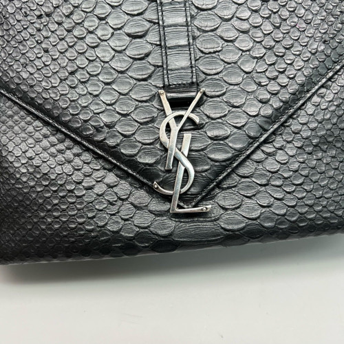 Yves Saint Laurent Large College Snake Embossed Calfskin Black