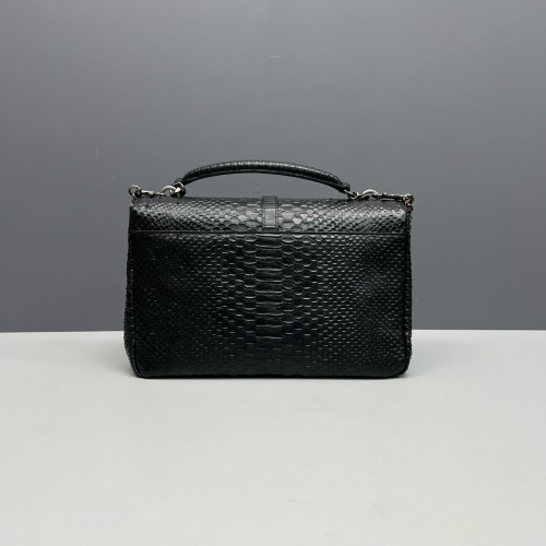 Yves Saint Laurent Large College Snake Embossed Calfskin Black