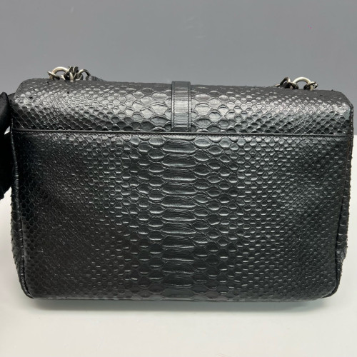 Yves Saint Laurent Large College Snake Embossed Calfskin Black
