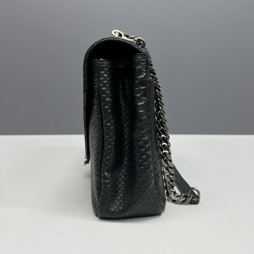 Yves Saint Laurent Large College Snake Embossed Calfskin Black