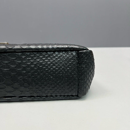 Yves Saint Laurent Large College Snake Embossed Calfskin Black