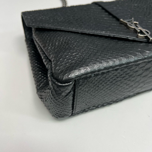 Yves Saint Laurent Large College Snake Embossed Calfskin Black