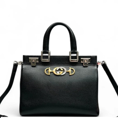 Gucci Small Zumi Top Handle Bag Grained Calfskin Black