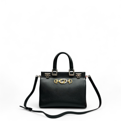 Gucci Small Zumi Top Handle Bag Grained Calfskin Black