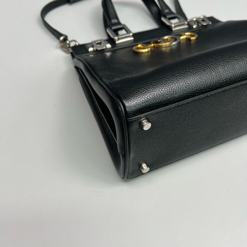 Gucci Small Zumi Top Handle Bag Grained Calfskin Black