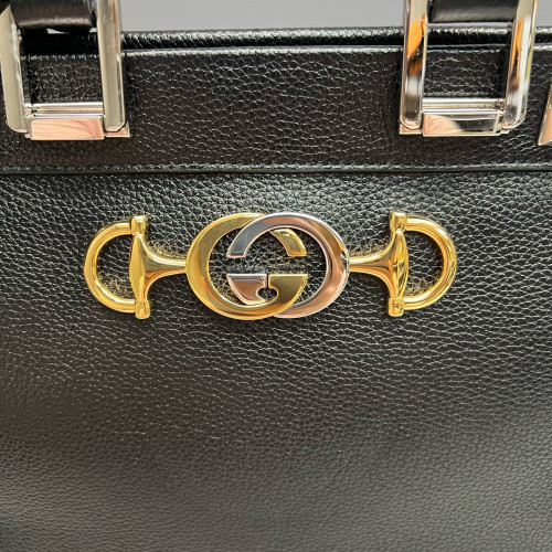 Gucci Small Zumi Top Handle Bag Grained Calfskin Black