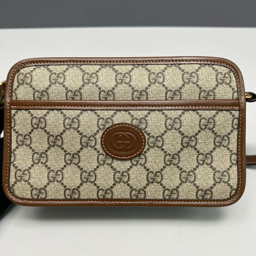 Gucci Camera Case GG Monogram Calfskin Brown