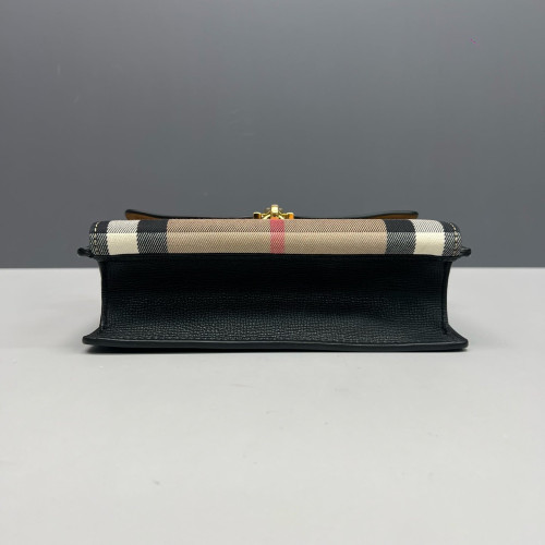 Burberry Small Macken Crossbody Bag House Check Calfskin Black Khaki Beige