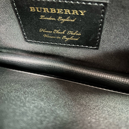 Burberry Small Macken Crossbody Bag House Check Calfskin Black Khaki Beige