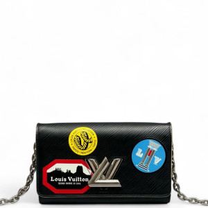 Louis Vuitton Twist Belt Chain Wallet Epi Black