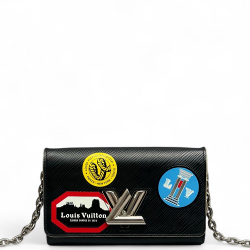 Louis Vuitton Twist Belt Chain Wallet Epi Black