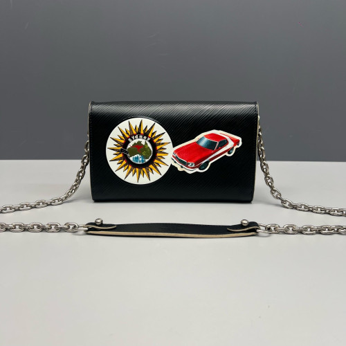 Louis Vuitton Twist Belt Chain Wallet Epi Black