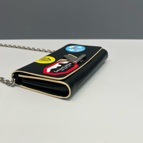 Louis Vuitton Twist Belt Chain Wallet Epi Black