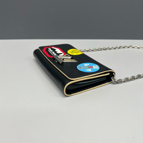 Louis Vuitton Twist Belt Chain Wallet Epi Black