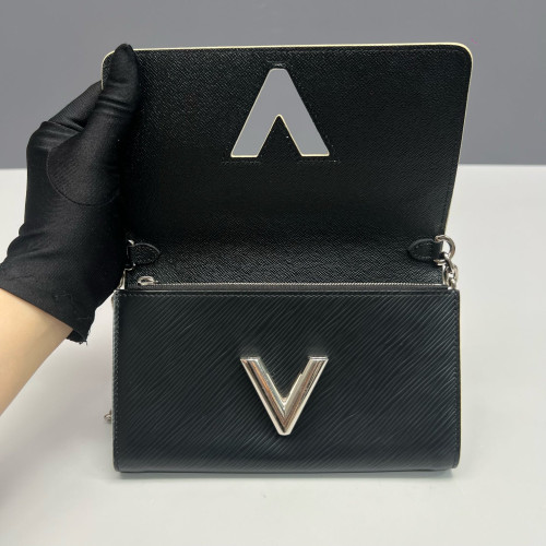 Louis Vuitton Twist Belt Chain Wallet Epi Black