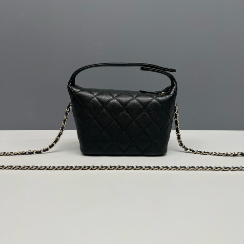 Chanel Quilted Small Perfect Meeting Hobo Grained Calfskin Black
