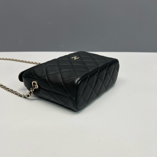 Chanel Quilted Small Perfect Meeting Hobo Grained Calfskin Black