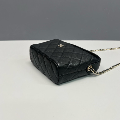 Chanel Quilted Small Perfect Meeting Hobo Grained Calfskin Black