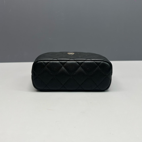 Chanel Quilted Small Perfect Meeting Hobo Grained Calfskin Black