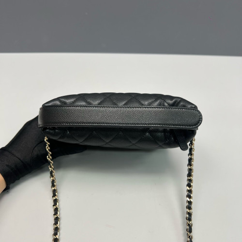 Chanel Quilted Small Perfect Meeting Hobo Grained Calfskin Black