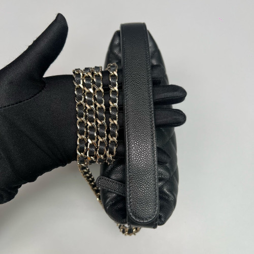 Chanel Quilted Small Perfect Meeting Hobo Grained Calfskin Black