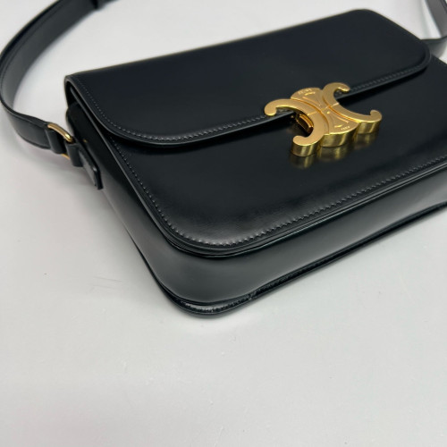 Celine Medium Triomphe Shoulder Bag Smooth Calfskin Black