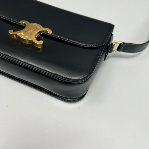 Celine Medium Triomphe Shoulder Bag Smooth Calfskin Black