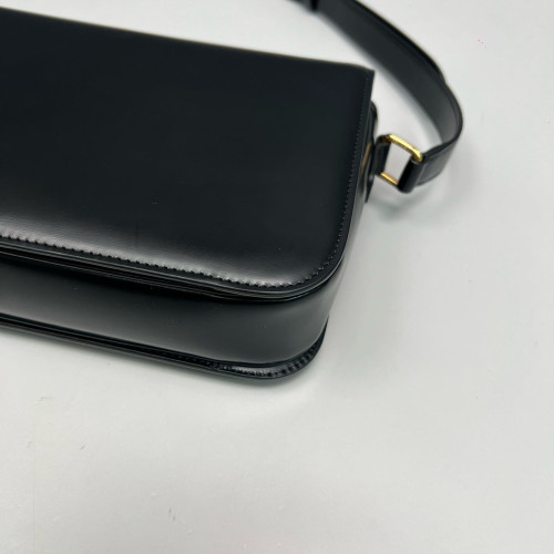 Celine Medium Triomphe Shoulder Bag Smooth Calfskin Black