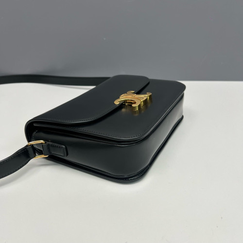 Celine Medium Triomphe Shoulder Bag Smooth Calfskin Black