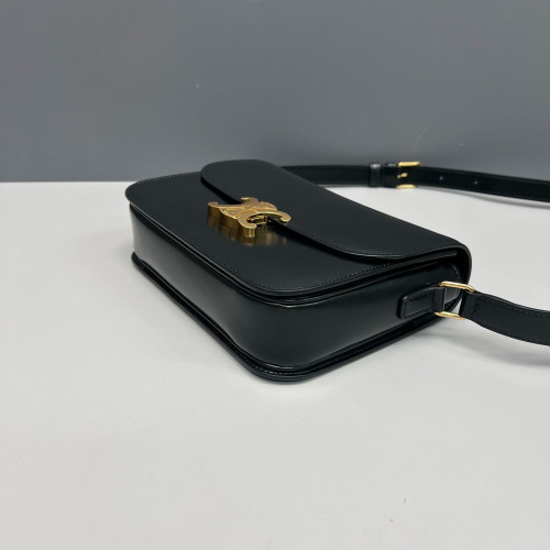 Celine Medium Triomphe Shoulder Bag Smooth Calfskin Black
