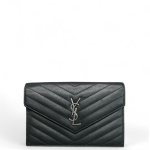 Yves Saint Laurent Small Envelope Chain Wallet Calfskin Black Yves Saint Laurent Small Envelope Chain Wallet Calfskin Black