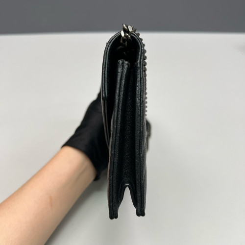 Yves Saint Laurent Small Envelope Chain Wallet Calfskin Black