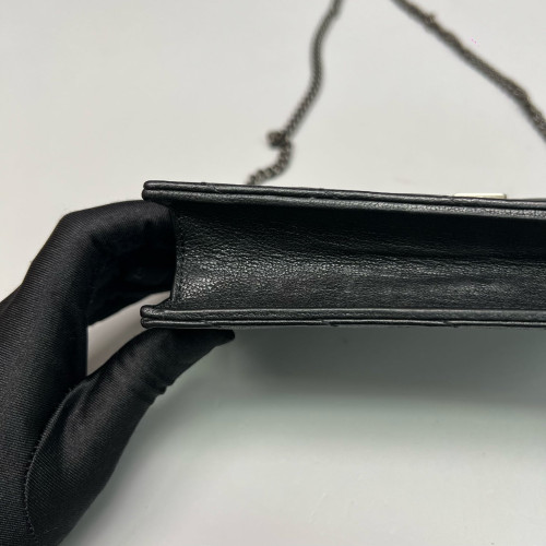 Yves Saint Laurent Small Envelope Chain Wallet Calfskin Black