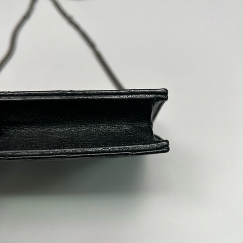 Yves Saint Laurent Small Envelope Chain Wallet Calfskin Black