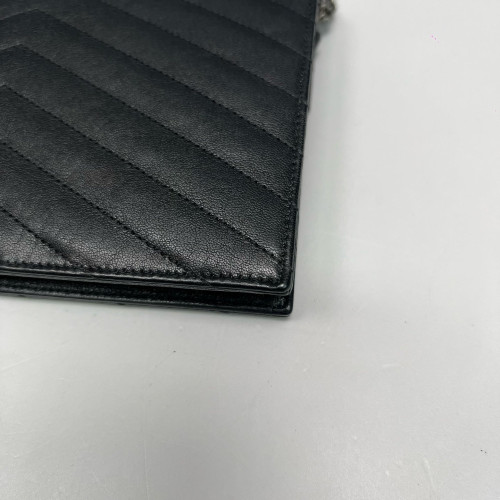 Yves Saint Laurent Small Envelope Chain Wallet Calfskin Black