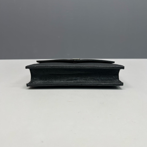 Yves Saint Laurent Small Envelope Chain Wallet Calfskin Black