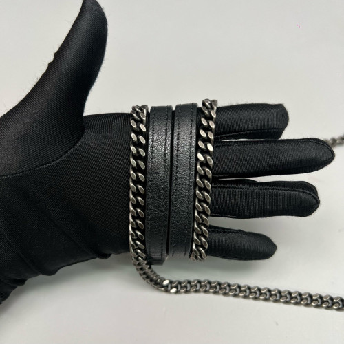 Yves Saint Laurent Small Envelope Chain Wallet Calfskin Black