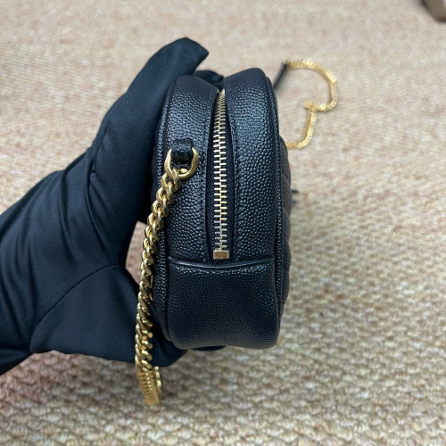 Yves Saint Laurent Fringe Tassel Camera Case Shiny Caviar Calfskin Black