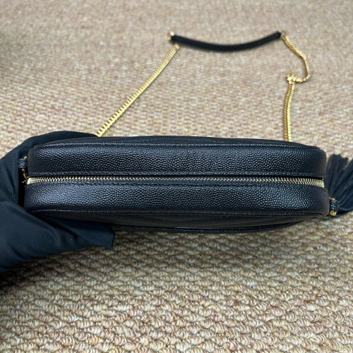 Yves Saint Laurent Fringe Tassel Camera Case Shiny Caviar Calfskin Black