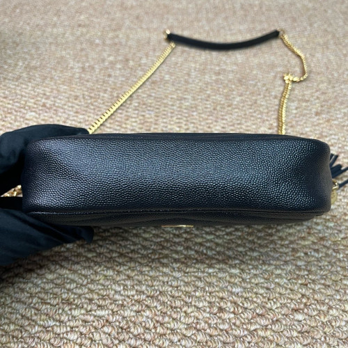 Yves Saint Laurent Fringe Tassel Camera Case Shiny Caviar Calfskin Black