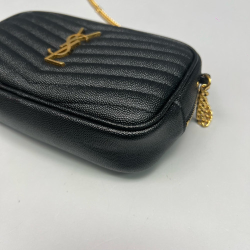 Yves Saint Laurent Fringe Tassel Camera Case Shiny Caviar Calfskin Black
