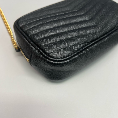 Yves Saint Laurent Fringe Tassel Camera Case Shiny Caviar Calfskin Black