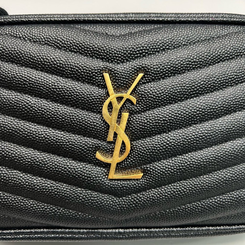 Yves Saint Laurent Fringe Tassel Camera Case Shiny Caviar Calfskin Black