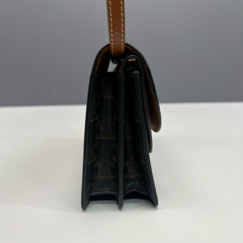 Celine Wallet On Strap Triomphe Brown Black