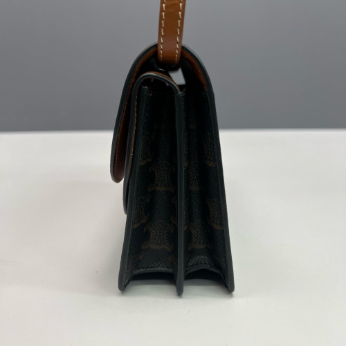 Celine Wallet On Strap Triomphe Brown Black